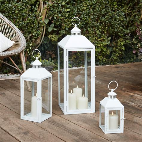 outdoor metal decor white lanterns